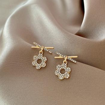 360Home Silber pin Perle luftige Vintage Ohrringe E2736 gold
